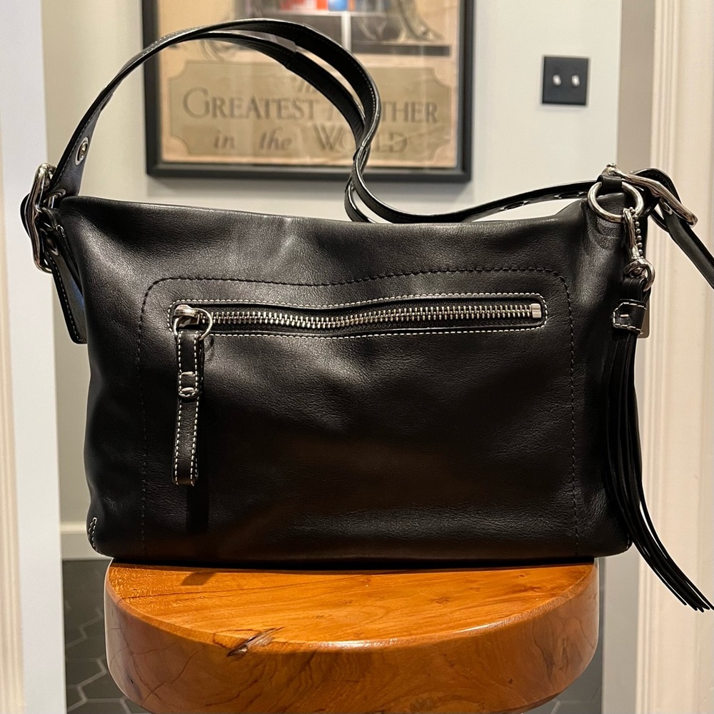 Coach Black Leather Midsize Purse Gem